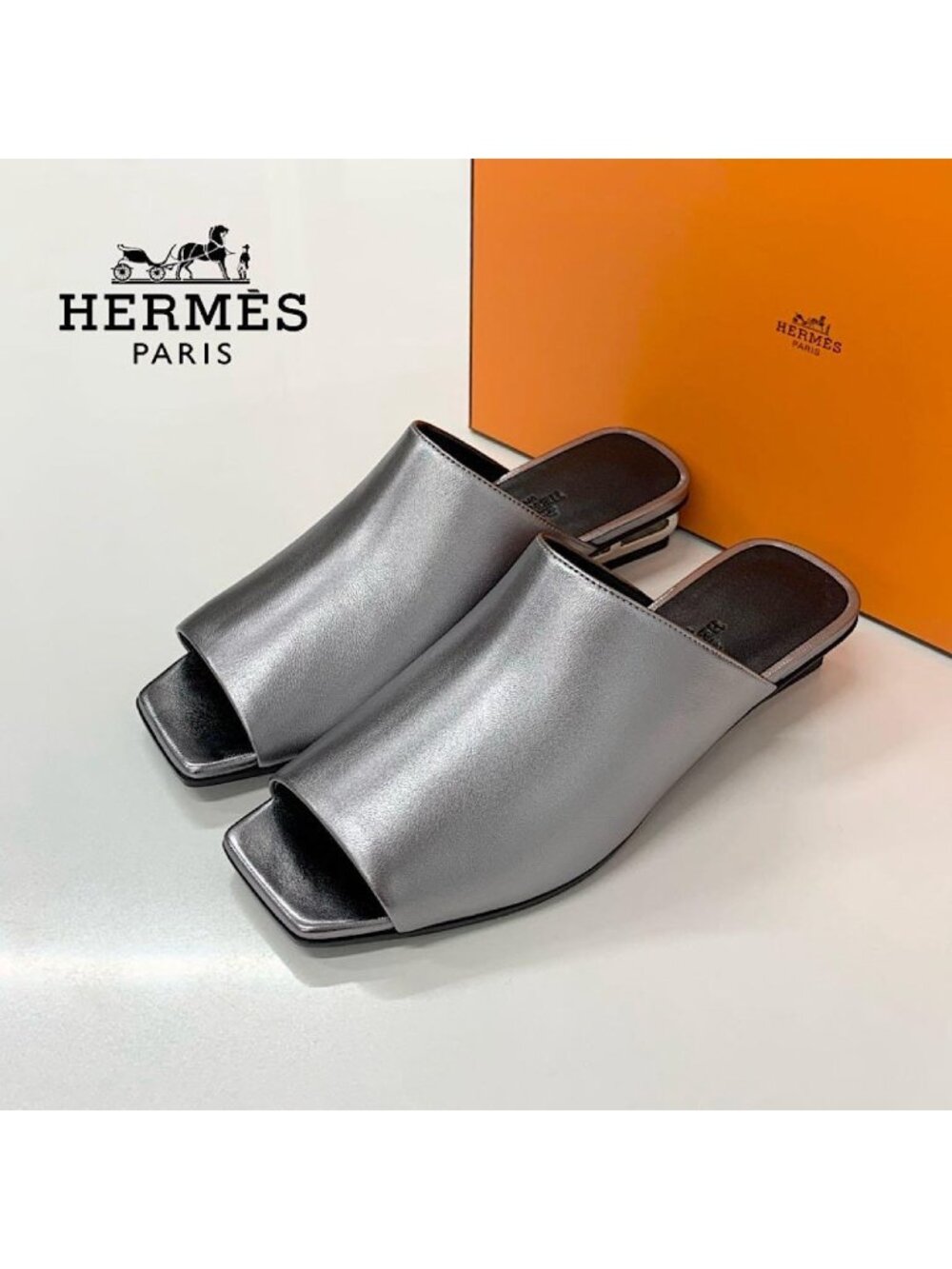 Hermes Idol Leather Chaine D'ancre Metal Sandals Heel